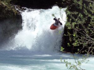 Kayaking waterfall