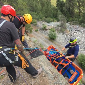 High angle rope rescue training